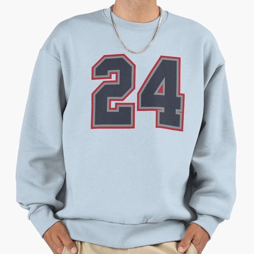 24 Navy Grey Red Sports Number Twenty Sweatshirt - Minimalist Print Unisex - T-Shirt, Sweatshirt, Hoodie