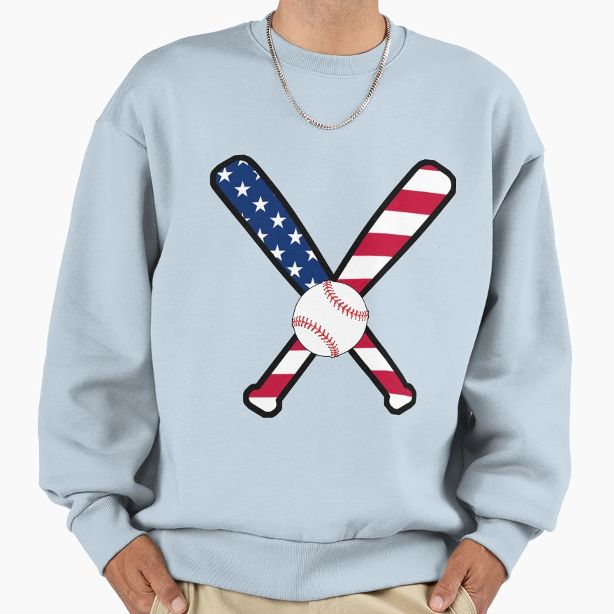 Baseball Bat And Ball American Sweatshirt - Casual Everyday Wear Unisex - T-Shirt, Sweatshirt, Hoodie