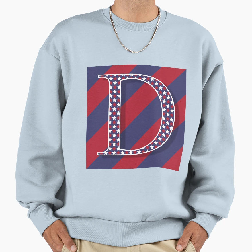 Letter D Americana Old Glory Red Sweatshirt - Casual Everyday Wear Unisex - T-Shirt, Sweatshirt, Hoodie