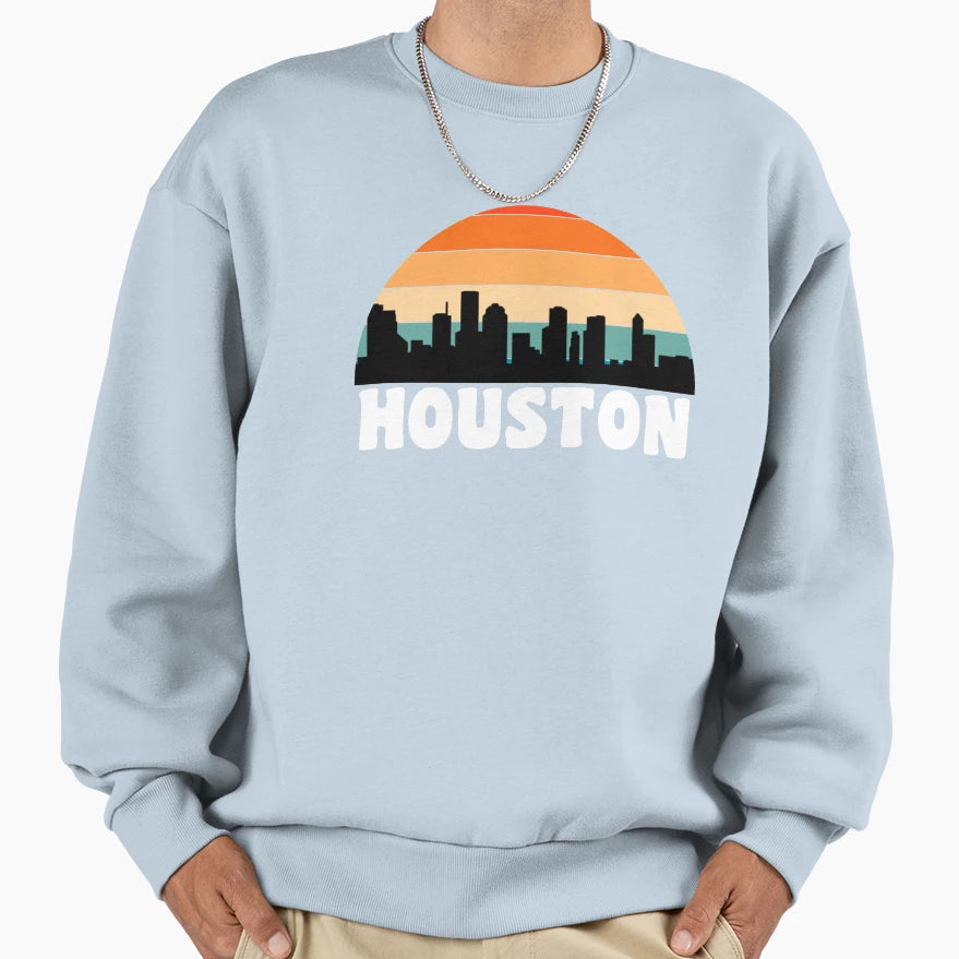 Houston Tx Sunset Skyline Sweatshirt - Unique Graphic Unisex - T-Shirt, Sweatshirt, Hoodie
