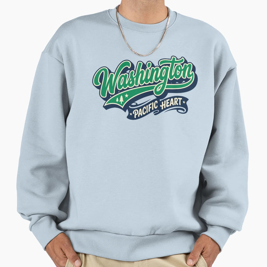 Washington State Pacific Heart Sweatshirt - Fun Novelty Design Men Women - T-Shirt, Sweatshirt, Hoodie