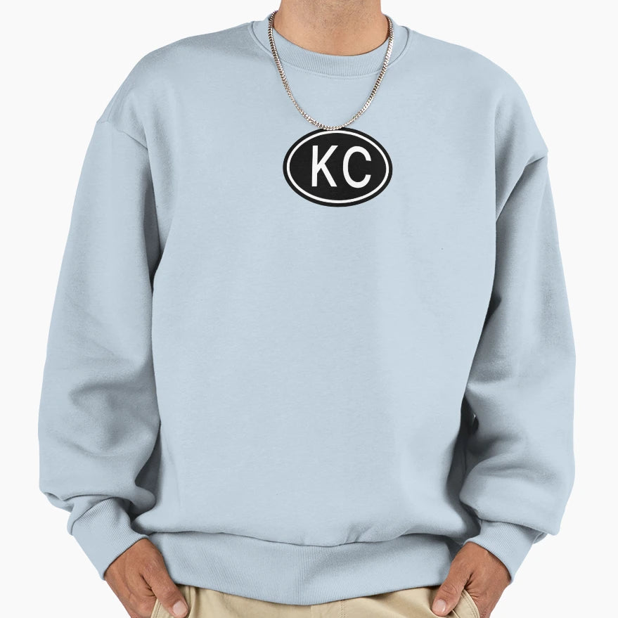 Kc Initials Monogram Oval White Sweatshirt - Graphic Print for Adults - T-Shirt, Sweatshirt, Hoodie