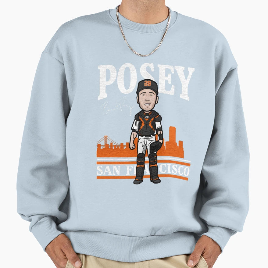 Buster Posey Toon Sweatshirt - Aesthetic Graphic Men Women - T-Shirt, Sweatshirt, Hoodie