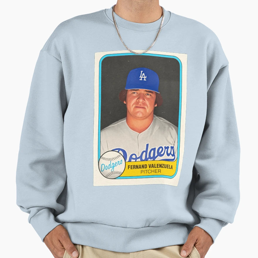 Fernando Valenzuela Card Sweatshirt - Novelty Apparel Unisex - T-Shirt, Sweatshirt, Hoodie