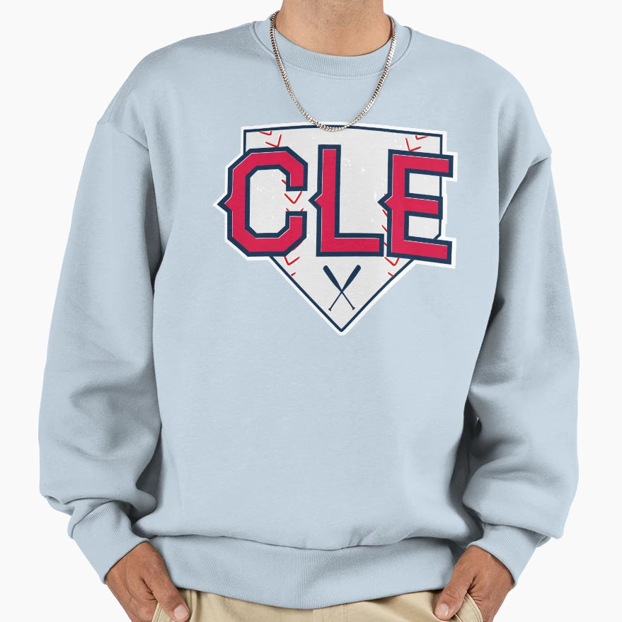 Cle Cleveland Baseball Home Plate Sweatshirt - Novelty Apparel Unisex - T-Shirt, Sweatshirt, Hoodie
