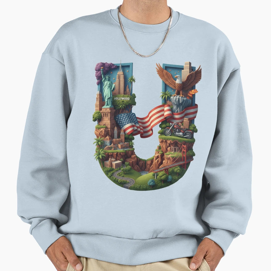 Alphabet Usa U Sweatshirt - Novelty Apparel Men Women - T-Shirt, Sweatshirt, Hoodie