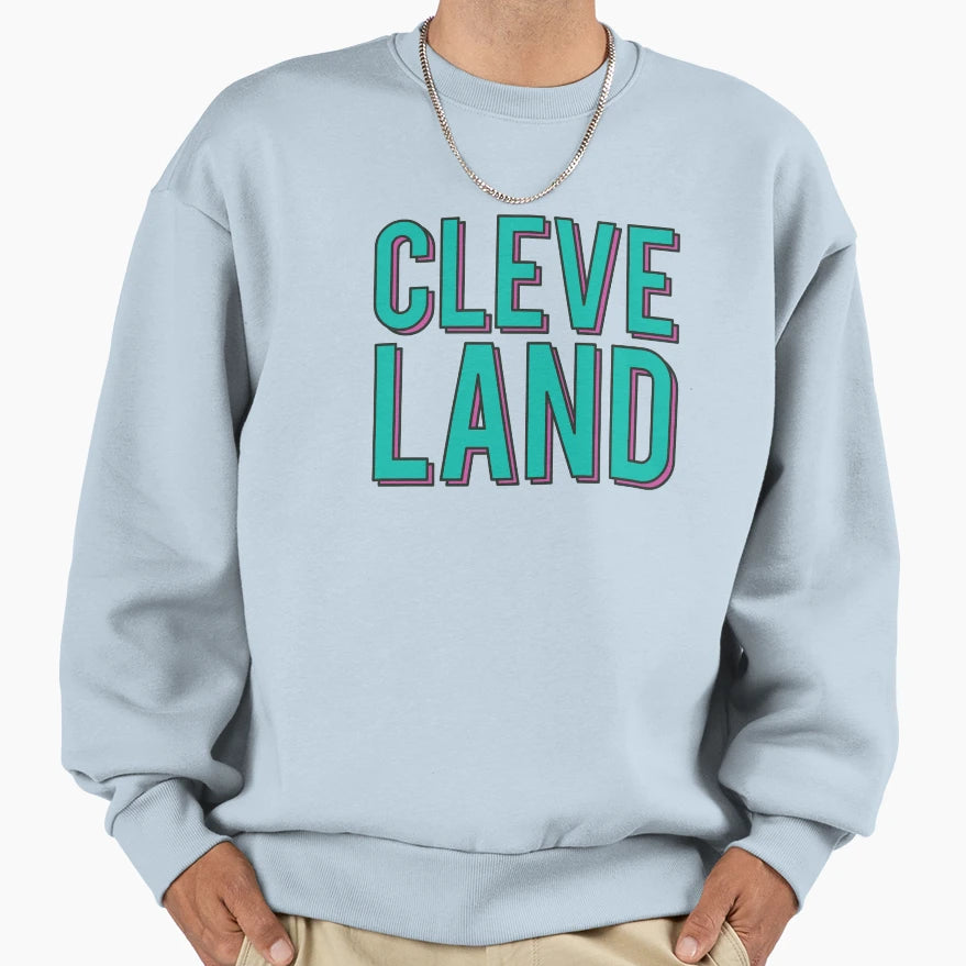 Cleveland Stacked Green Sweatshirt - Fun Novelty Design Unisex - T-Shirt, Sweatshirt, Hoodie