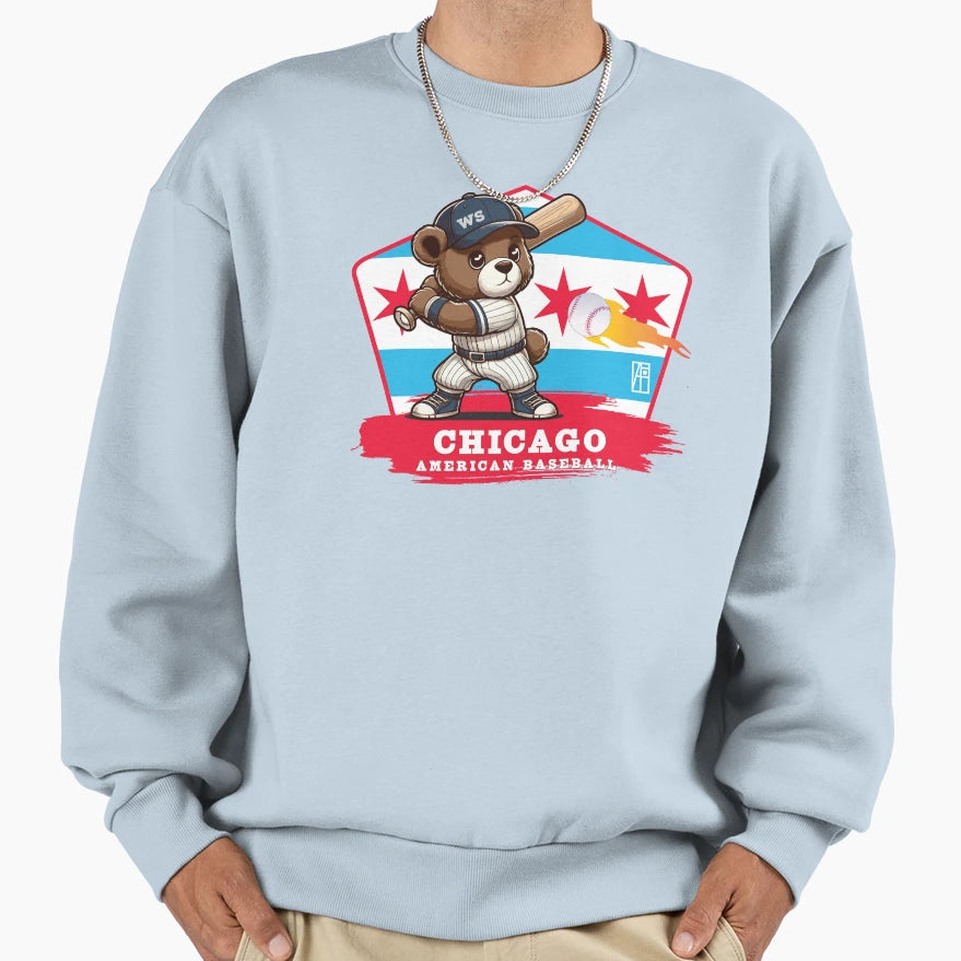 Usa American Baseball Chicago Sweatshirt - Fun Novelty Design Men Women - T-Shirt, Sweatshirt, Hoodie