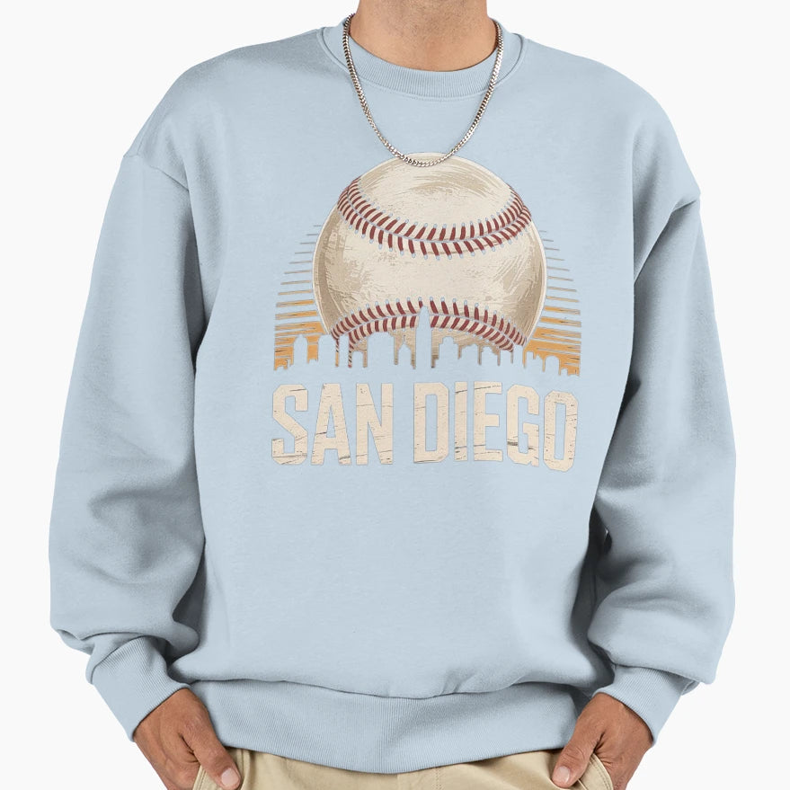 San Diego Baseball Sunset Skyline Ball Sweatshirt - Novelty Apparel Unisex - T-Shirt, Sweatshirt, Hoodie