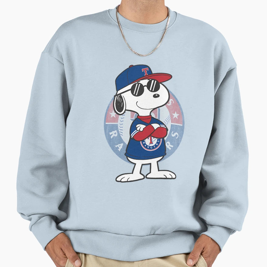 Snoopy Rangers Baseball Sweatshirt - Fun Novelty Design Men Women - T-Shirt, Sweatshirt, Hoodie