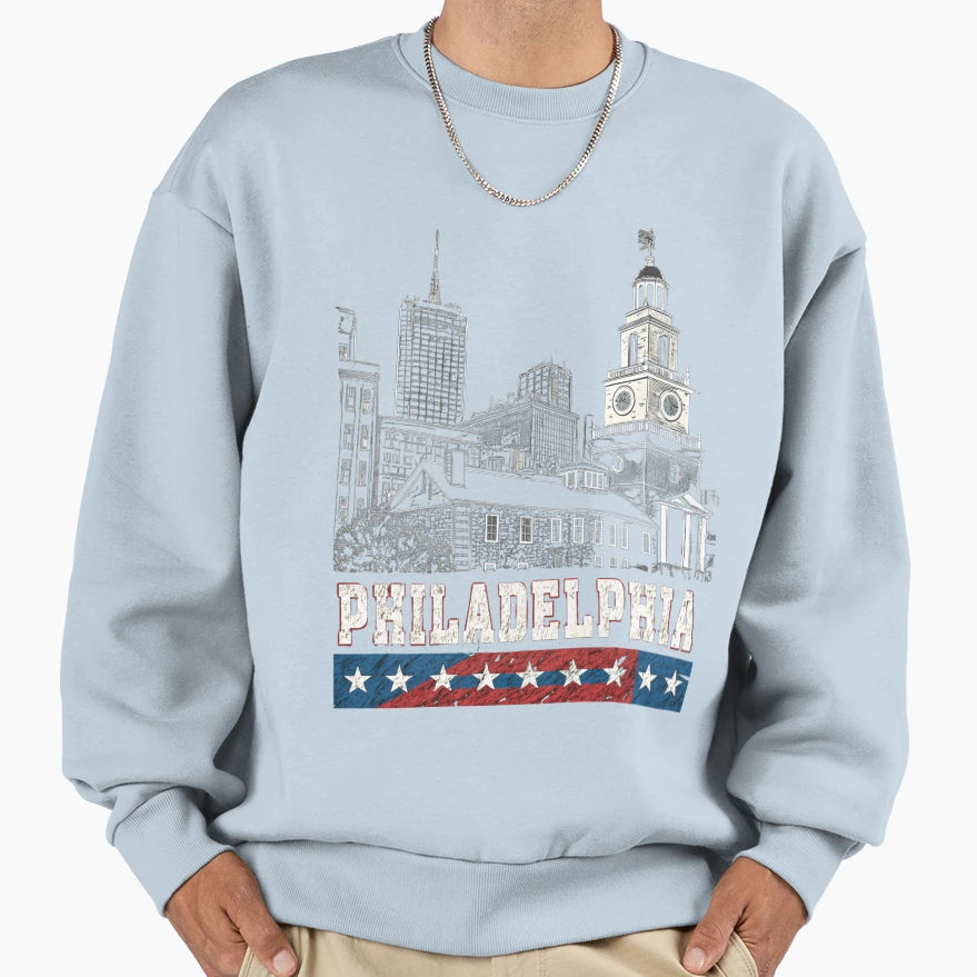 Philadelphia Usa Flag Colors Sweatshirt - Streetwear Style for Adults - T-Shirt, Sweatshirt, Hoodie