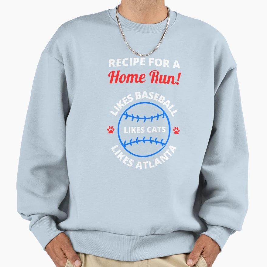 Baseball Atlanta And Cat Lover Home Run Sweatshirt - Novelty Apparel Unisex - T-Shirt, Sweatshirt, Hoodie