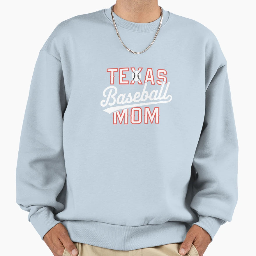 Texas Baseball Mama Game Day Sweatshirt - Fun Novelty Design for Adults - T-Shirt, Sweatshirt, Hoodie
