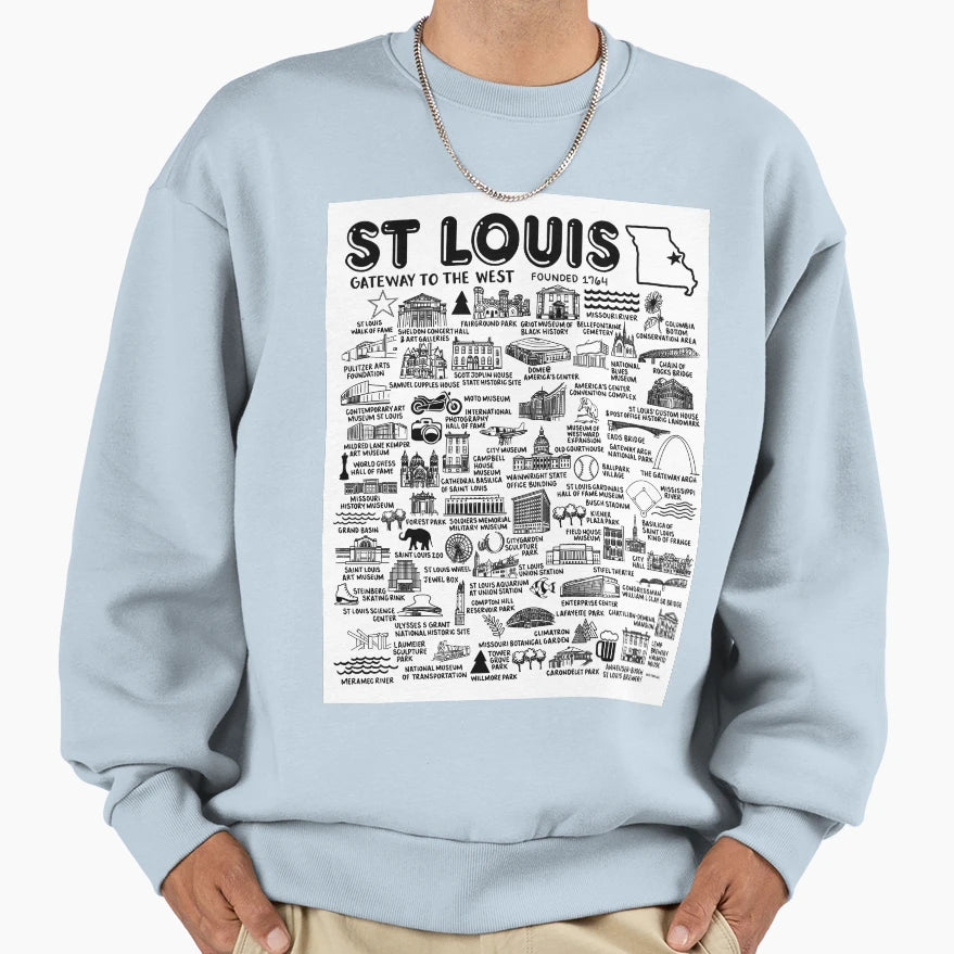 St Louis Map Sweatshirt - Unique Graphic Unisex - T-Shirt, Sweatshirt, Hoodie