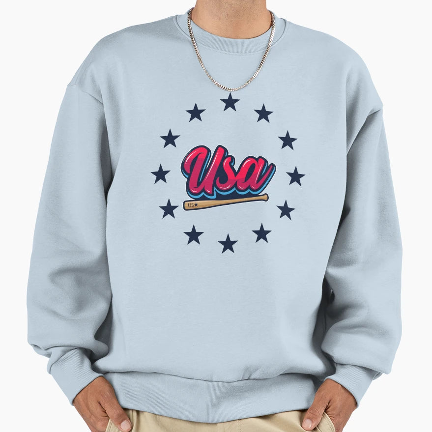 Usa Baseball Sweatshirt - Custom Art Print Men Women - T-Shirt, Sweatshirt, Hoodie