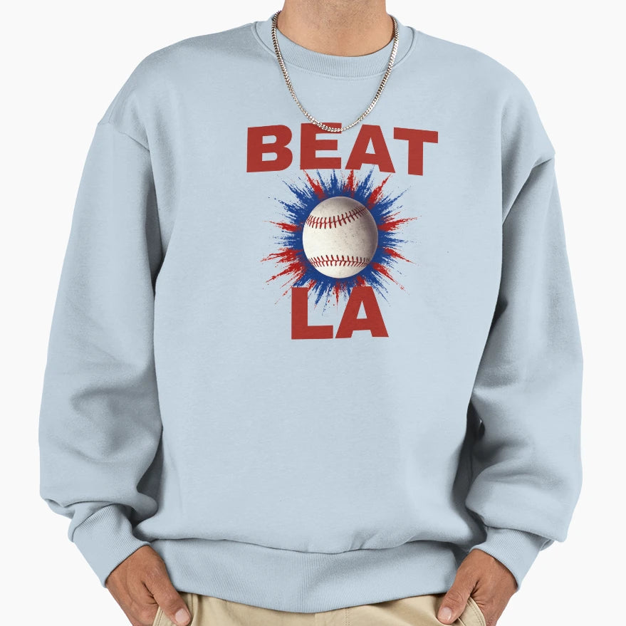 Beat La Usa Red Text Sweatshirt - Streetwear Style Men Women - T-Shirt, Sweatshirt, Hoodie