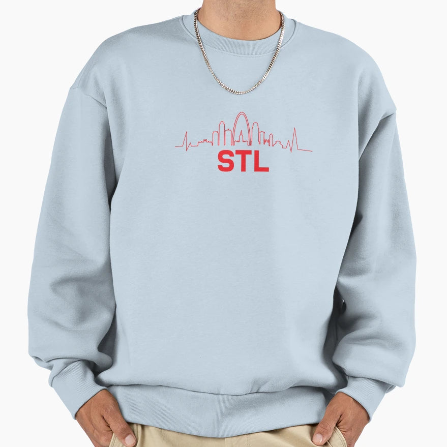 St Louis Cityscape Heartbeat Sweatshirt - Novelty Apparel Men Women - T-Shirt, Sweatshirt, Hoodie