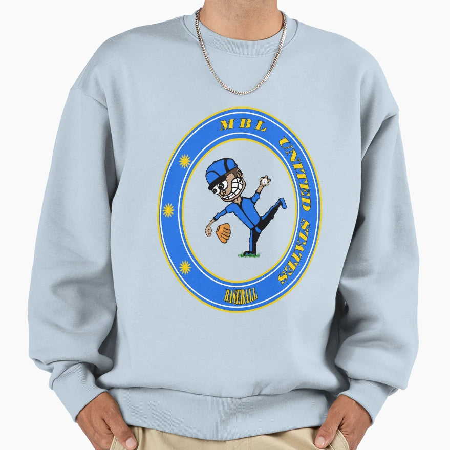 Baseball Cartoon Sweatshirt - Minimalist Print for Adults - T-Shirt, Sweatshirt, Hoodie