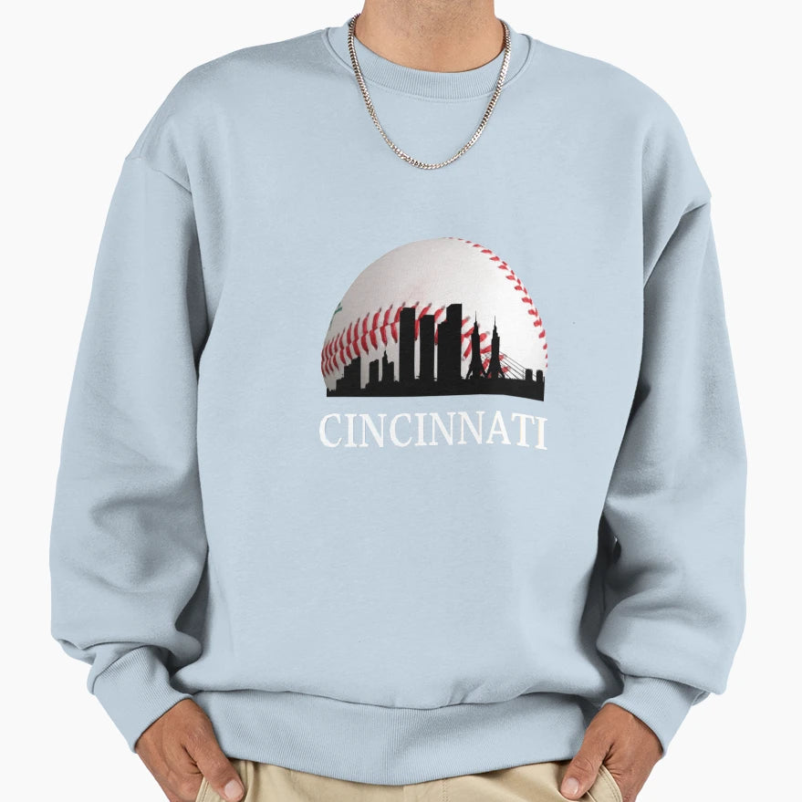 Cincinnati Baseball Sweatshirt - Minimalist Print Men Women - T-Shirt, Sweatshirt, Hoodie