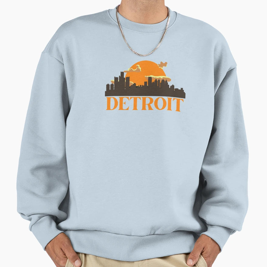 Detroit City Skyscraper Skylines Sweatshirt - Trendy Graphic for Adults - T-Shirt, Sweatshirt, Hoodie