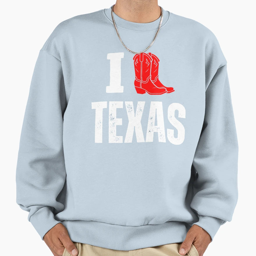 I Love Texas Funny Gifts Texas Sweatshirt - Minimalist Print Men Women - T-Shirt, Sweatshirt, Hoodie