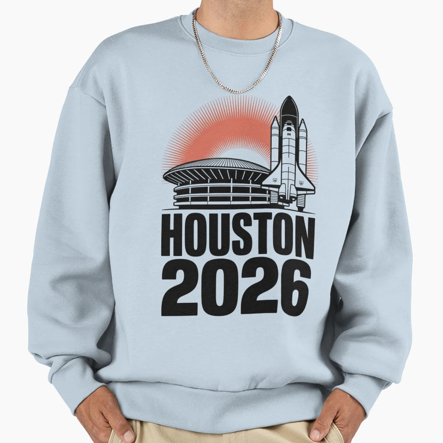 Houston 2026 Space Shuttle Football V2 T-Shirt - Streetwear Style Unisex - T-Shirt, Sweatshirt, Hoodie