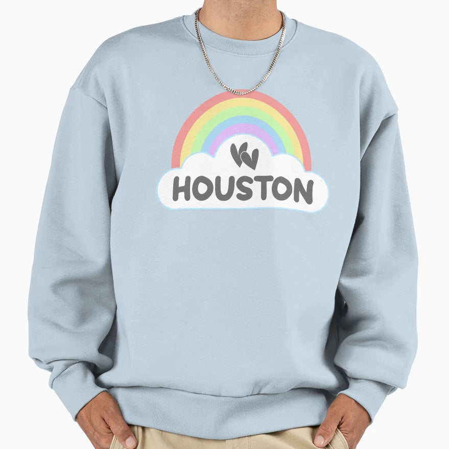 Houston Gay Pride Rainbow Lgbtqia Sweatshirt - Custom Art Print Men Women - T-Shirt, Sweatshirt, Hoodie