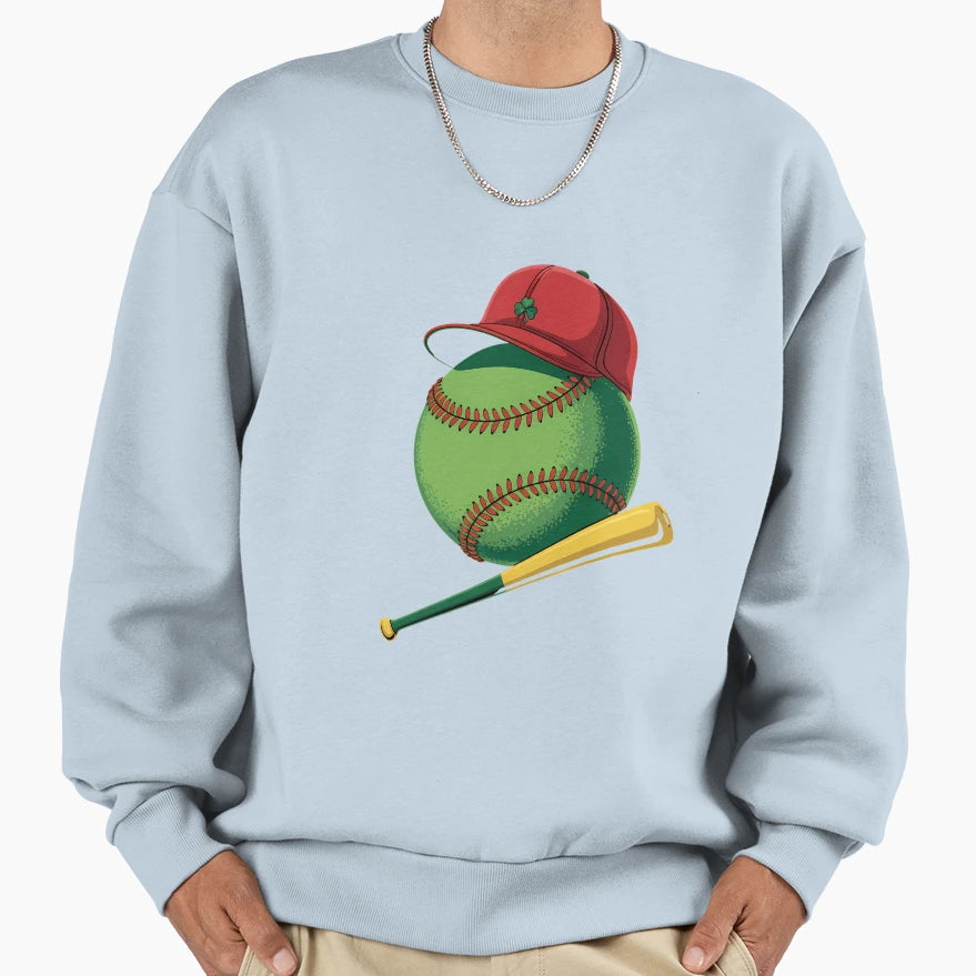 St Patricks Day Shamrock Baseball Sweatshirt - Novelty Apparel Men Women - T-Shirt, Sweatshirt, Hoodie