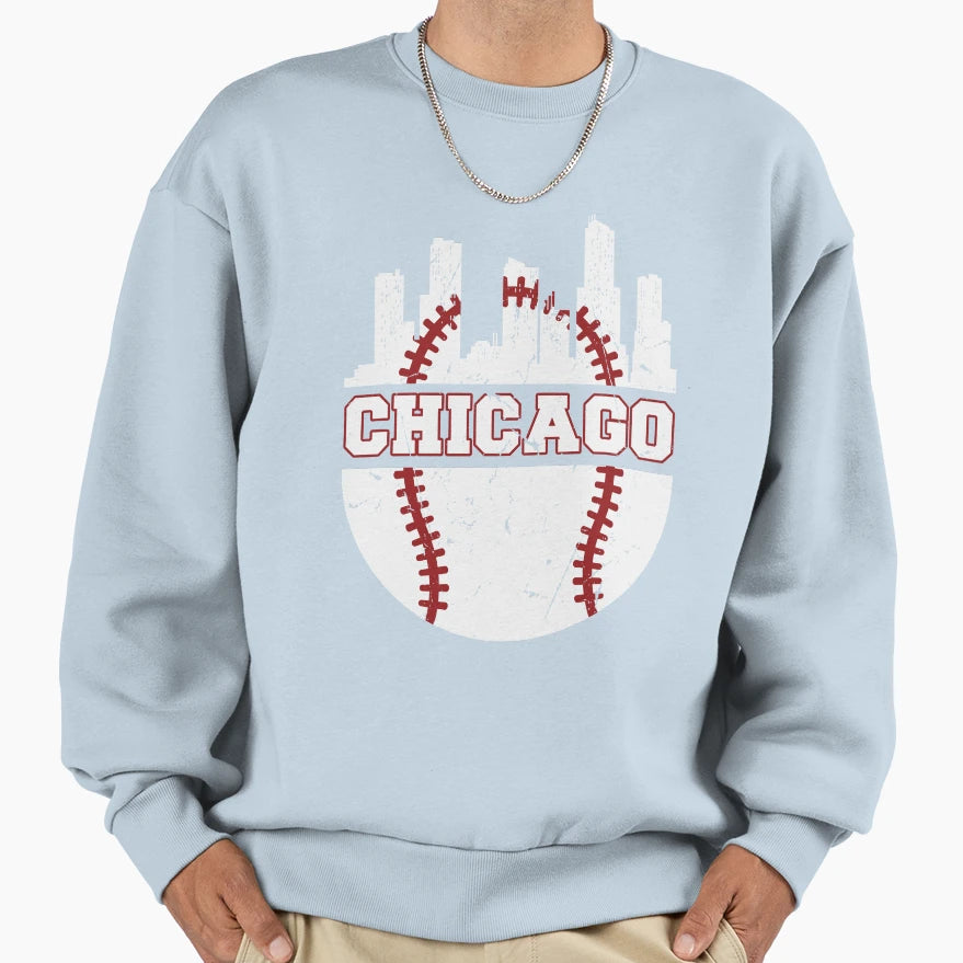 Chicago City Baseball Sweatshirt - Minimalist Print for Adults - T-Shirt, Sweatshirt, Hoodie