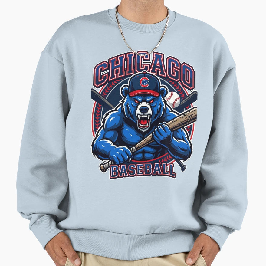 Angry Blue Bear Baseball Fighter Sweatshirt - Custom Art Print for Adults - T-Shirt, Sweatshirt, Hoodie