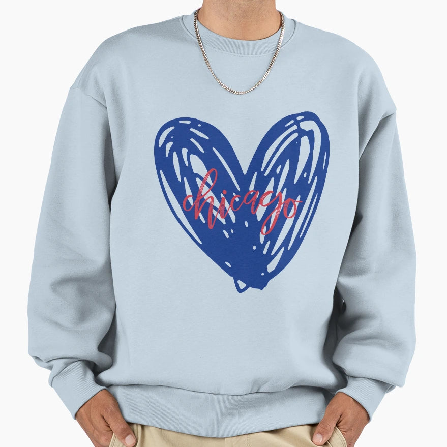Chicago Heart 3 Sweatshirt - Custom Art Print Unisex - T-Shirt, Sweatshirt, Hoodie