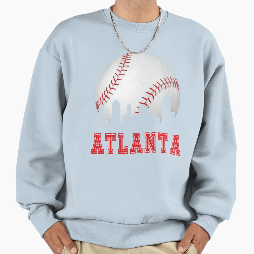 Atlanta Baseball Skyline Sweatshirt - Minimalist Print Men Women - T-Shirt, Sweatshirt, Hoodie
