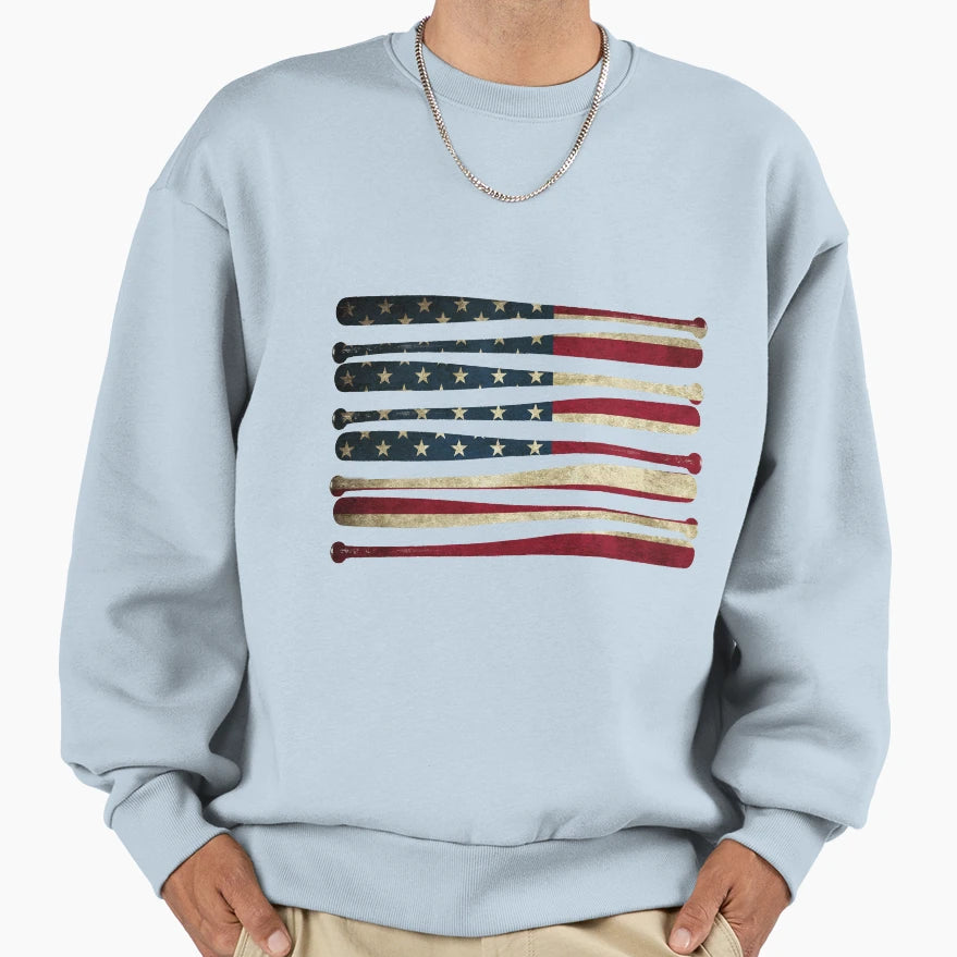 America Baseball Flag Sweatshirt - Novelty Apparel Unisex - T-Shirt, Sweatshirt, Hoodie