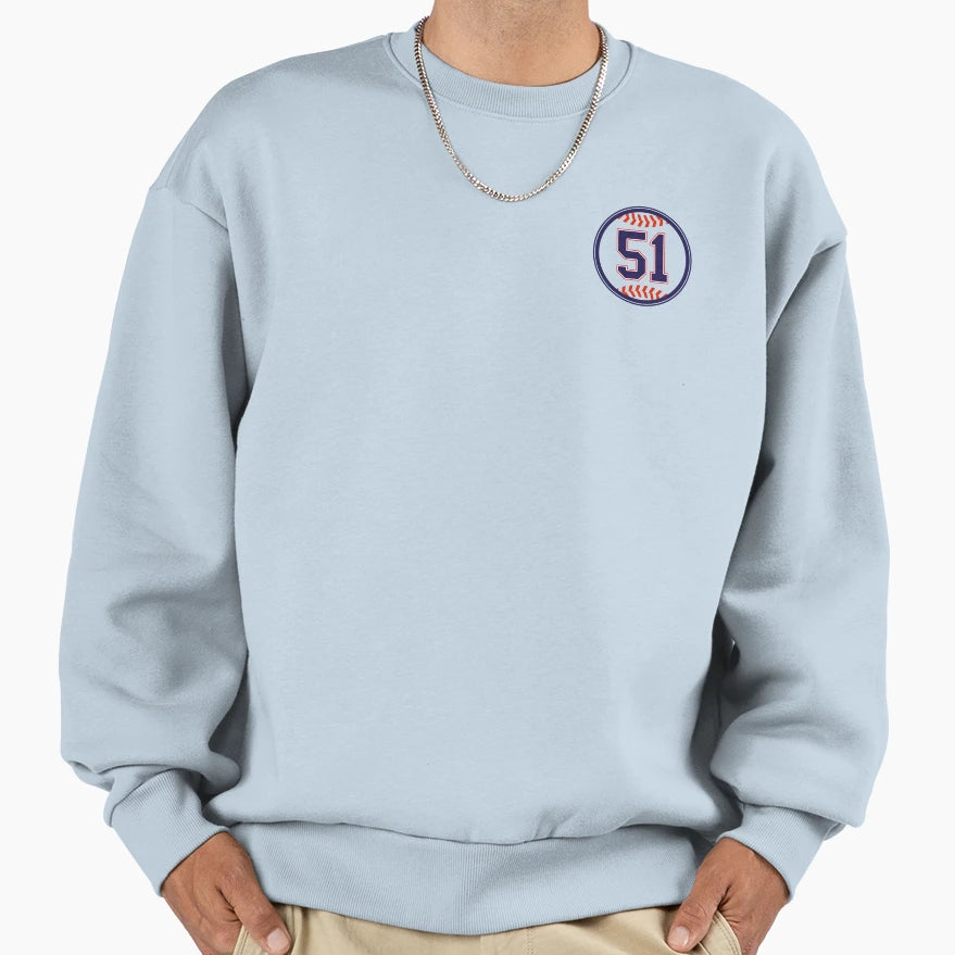 Baseball Jersey Blue Number 51 Sweatshirt - Streetwear Style Men Women - T-Shirt, Sweatshirt, Hoodie
