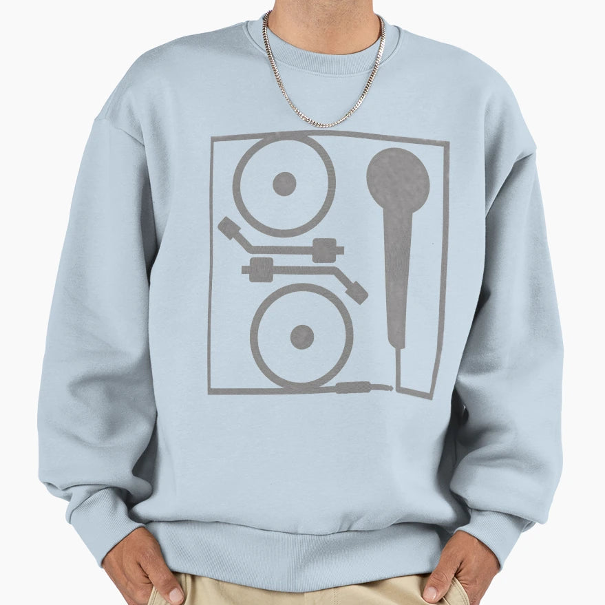 2 Turntables And Microphone Sweatshirt - Casual Everyday Wear for Adults - T-Shirt, Sweatshirt, Hoodie