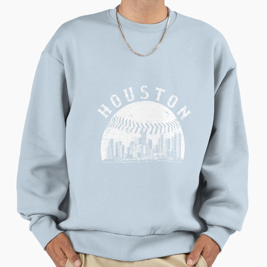 Houston Cityscape Baseball Lover Sweatshirt - Graphic Print Unisex - T-Shirt, Sweatshirt, Hoodie