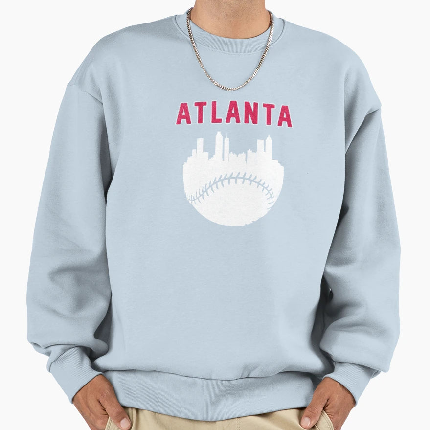 Atlanta Baseball Skyline Sweatshirt - Unique Graphic Men Women - T-Shirt, Sweatshirt, Hoodie