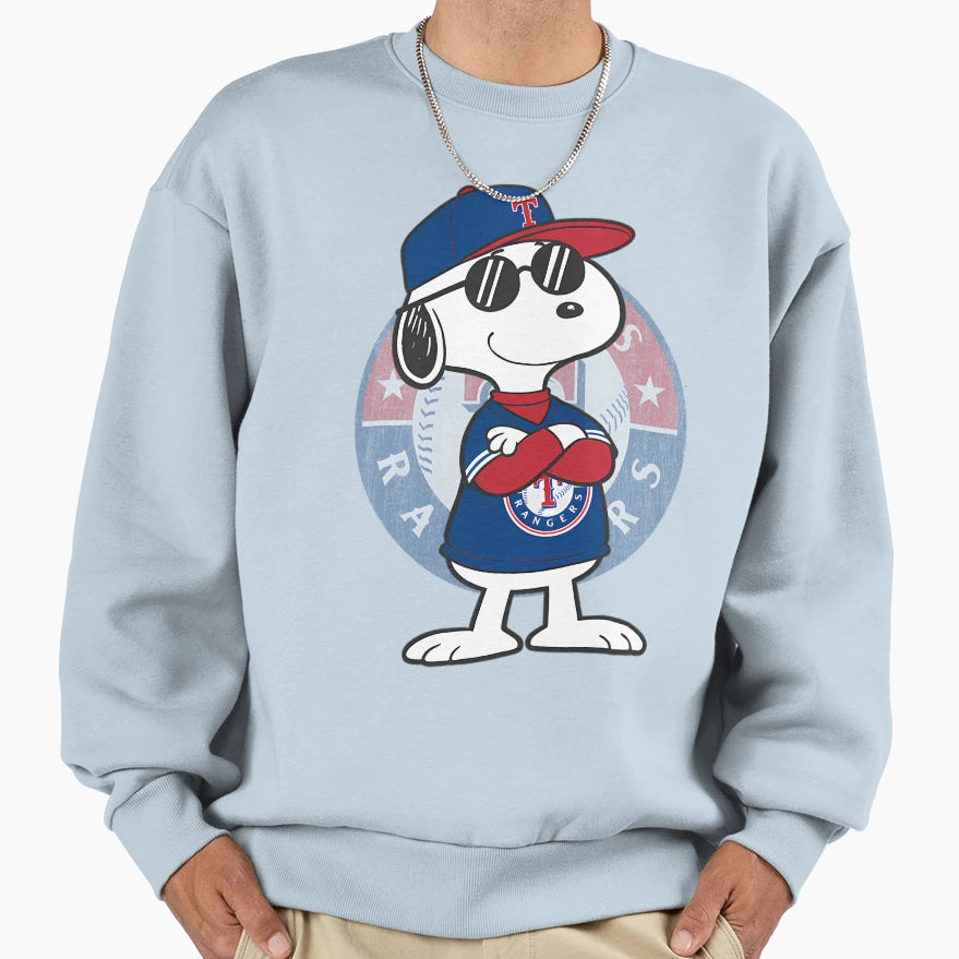 Snoopy Rangers Baseball Sweatshirt - Novelty Apparel Unisex - T-Shirt, Sweatshirt, Hoodie