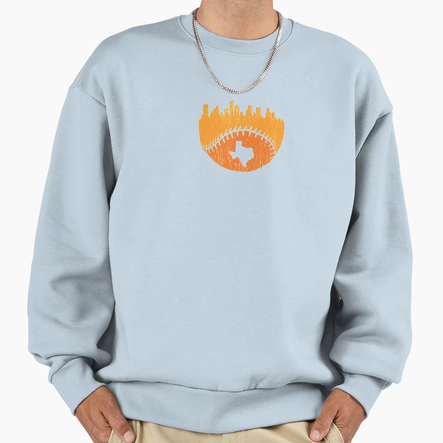 Houston Cityscape Baseball Sweatshirt - Casual Everyday Wear Men Women - T-Shirt, Sweatshirt, Hoodie
