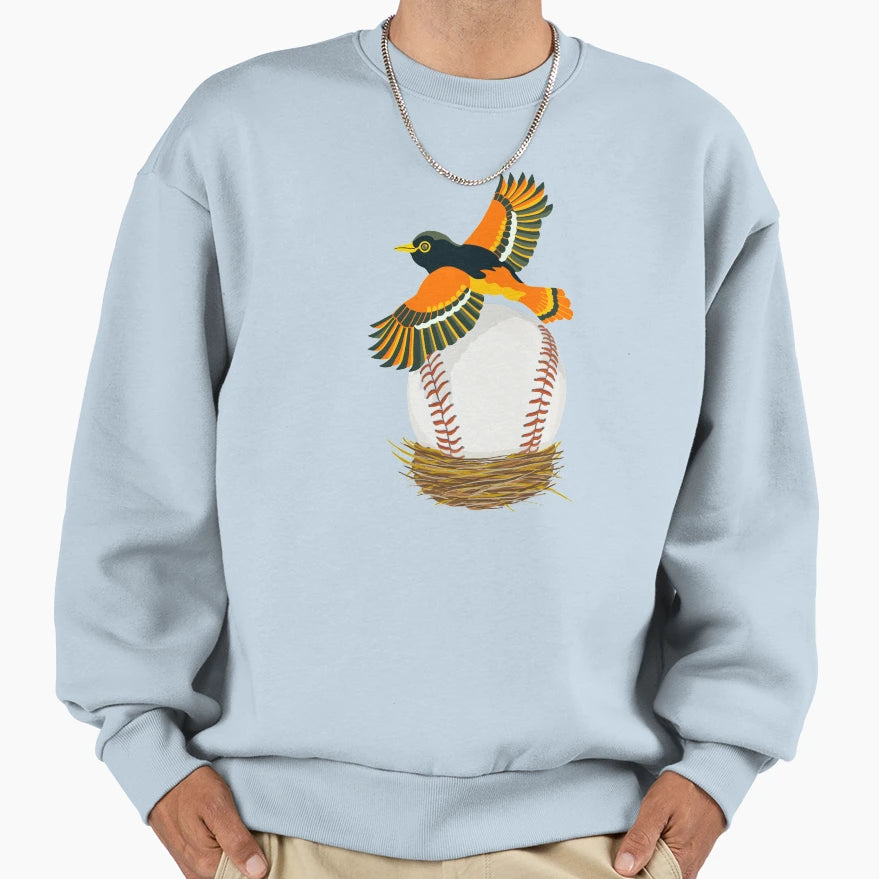 Play Ball Oriole Baseball Egg Nest Sweatshirt - Graphic Print for Adults - T-Shirt, Sweatshirt, Hoodie