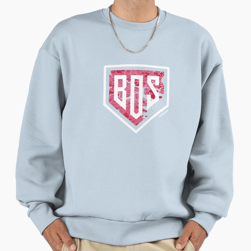 Boston Baseball Home Plate City Map Sweatshirt - Unique Graphic for Adults - T-Shirt, Sweatshirt, Hoodie