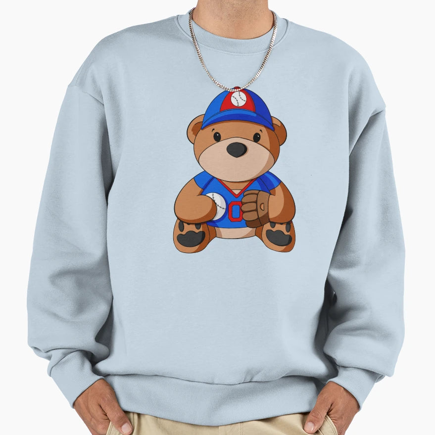Baseball Player Teddy Bear Sweatshirt - Casual Everyday Wear for Adults - T-Shirt, Sweatshirt, Hoodie