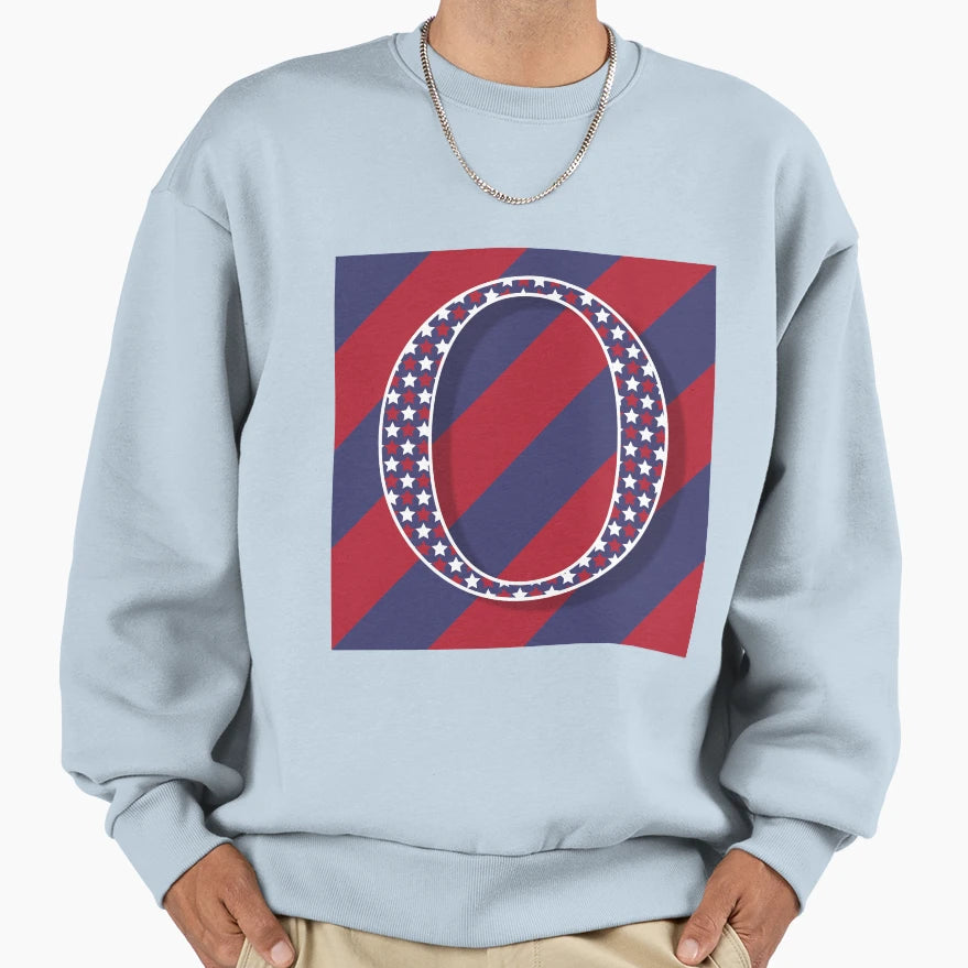 Letter O Americana Old Glory Red Sweatshirt - Unique Graphic for Adults - T-Shirt, Sweatshirt, Hoodie