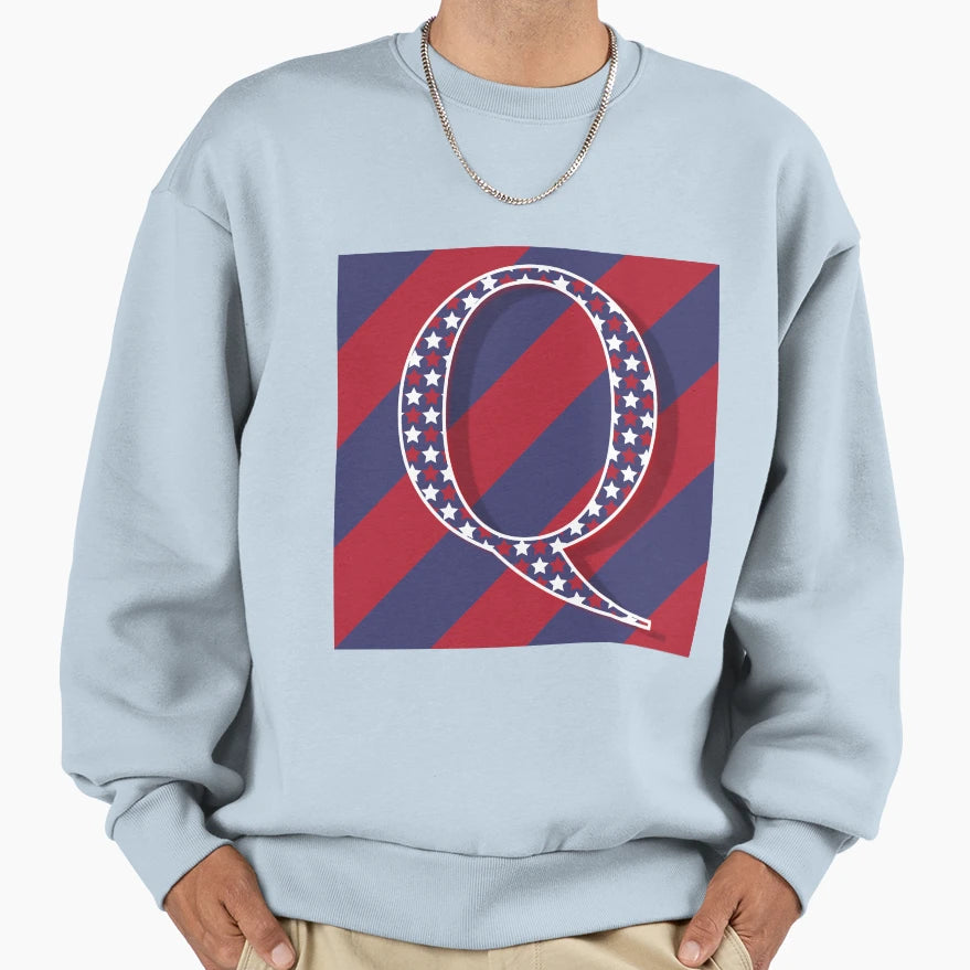 Letter Q Americana Old Glory Sweatshirt - Casual Everyday Wear for Adults - T-Shirt, Sweatshirt, Hoodie