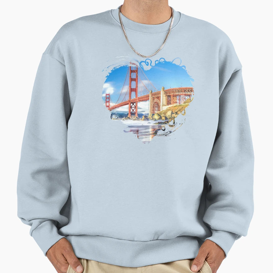 Golden Gate Bridge San Francisco Sweatshirt - Minimalist Print for Adults - T-Shirt, Sweatshirt, Hoodie