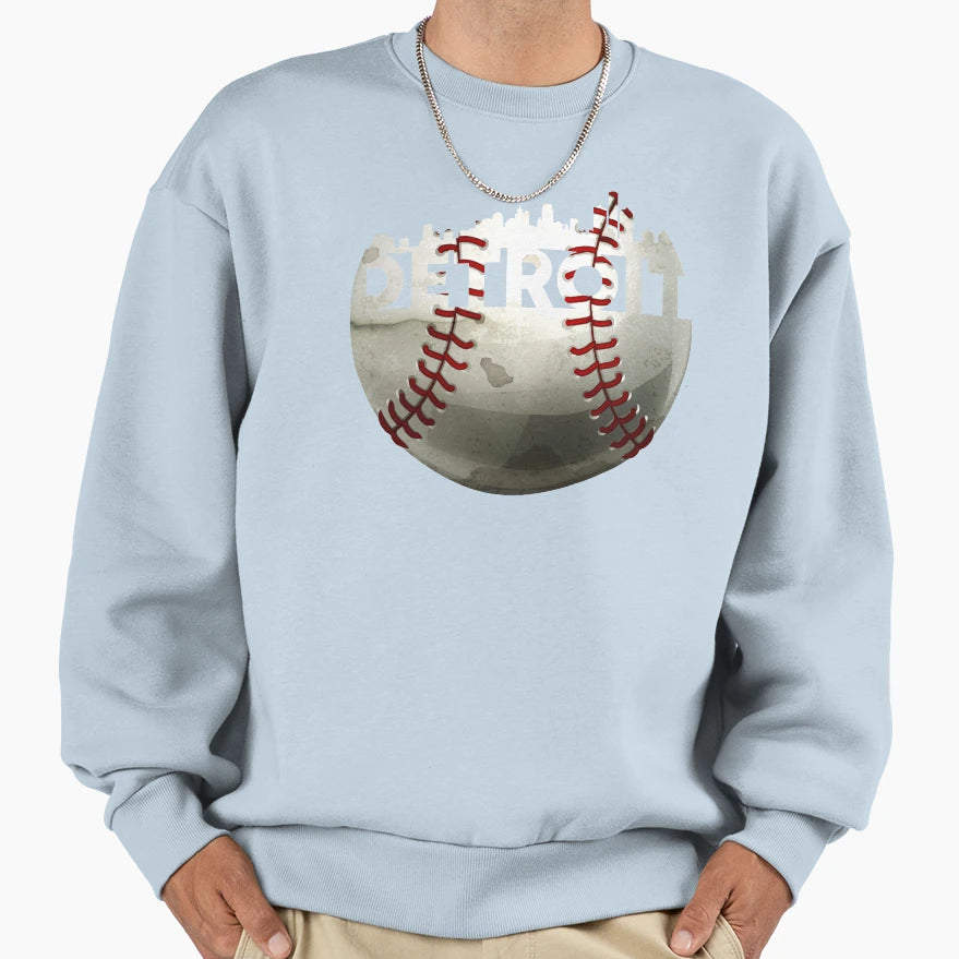 Unique Detroit Baseball Ball Sweatshirt - Unique Graphic for Adults - T-Shirt, Sweatshirt, Hoodie