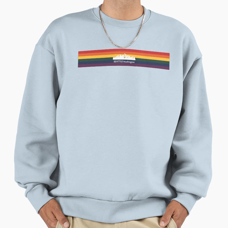 Seattle Washington Usa Skyline Sweatshirt - Fun Novelty Design Men Women - T-Shirt, Sweatshirt, Hoodie