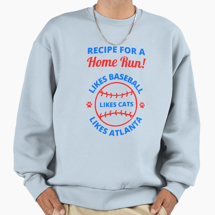 Baseball Atlanta And Cat Lover Sweatshirt - Minimalist Print Men Women - T-Shirt, Sweatshirt, Hoodie