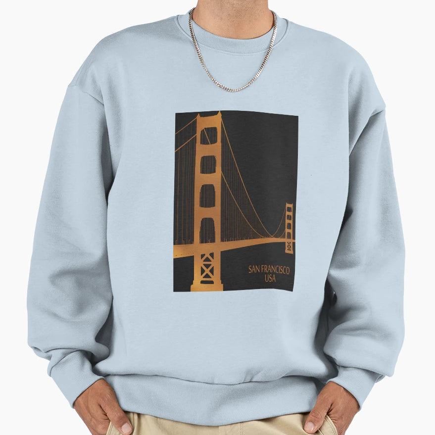 Golden Gate Bridge San Francisco Sweatshirt - Minimalist Print Men Women - T-Shirt, Sweatshirt, Hoodie