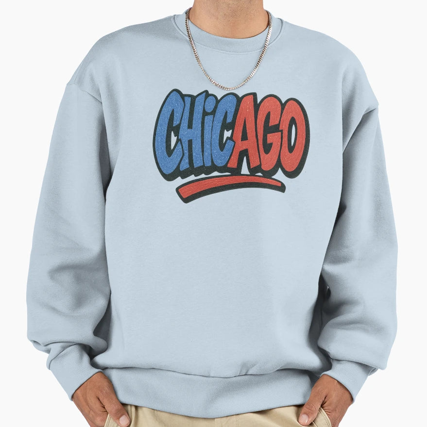 Chicago Graffiti Logo Drawn Sweatshirt - Casual Everyday Wear for Adults - T-Shirt, Sweatshirt, Hoodie